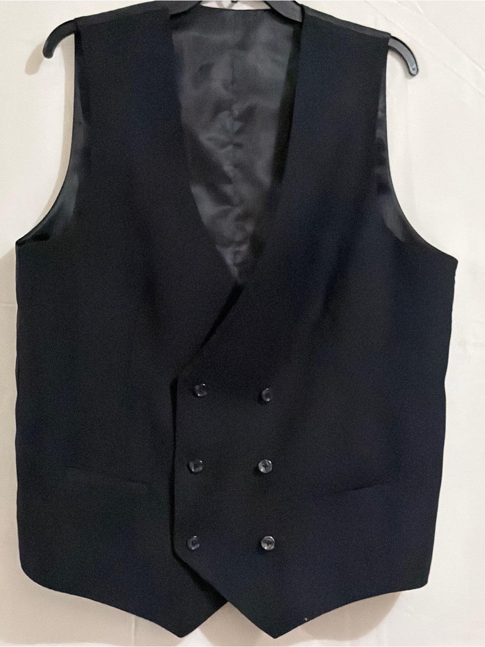 Thomas Dean Black Double-Breasted Dress Vest
